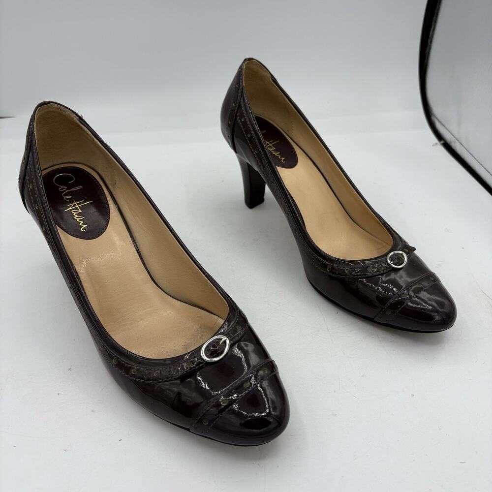 Cole Haan Heels Womens Size 8‎ B Brown Pumps Block Buckle